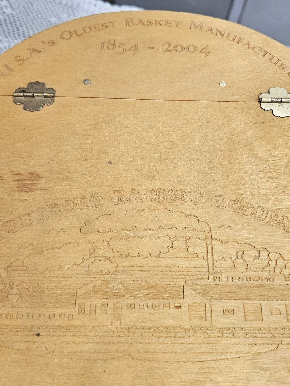 Anniversary Edition Natural Wood Gathering Basket with Lid Peterboro 1854-2004